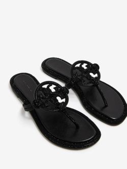 Tory burch sandals black and pink