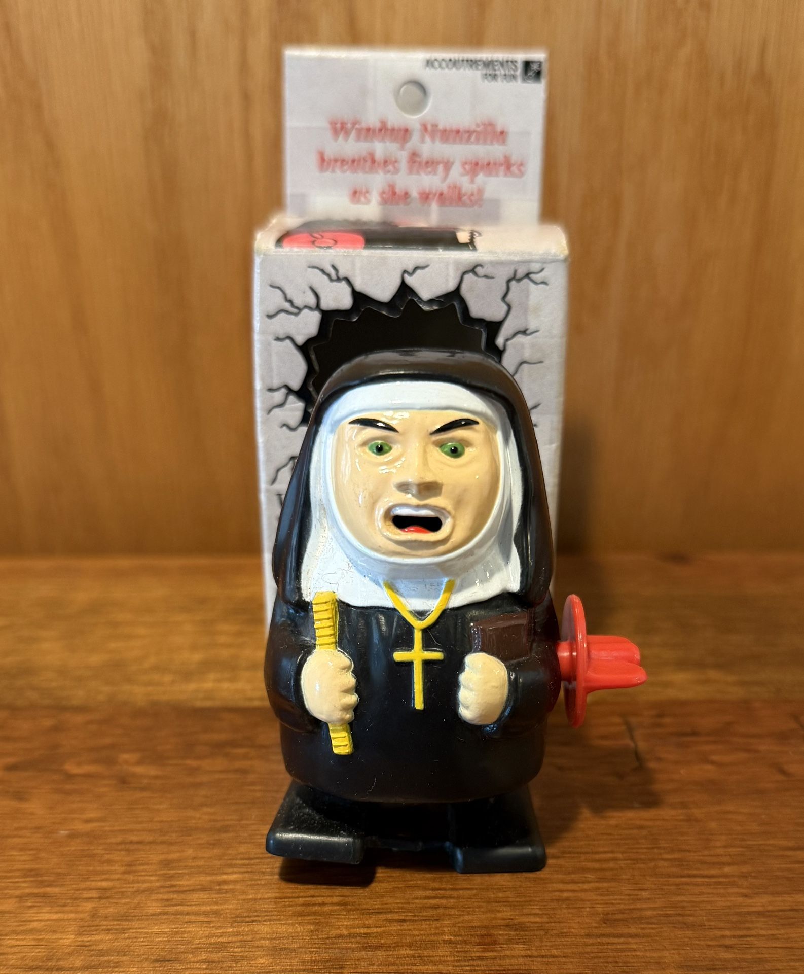 Vintage 1997 THE NUN NunZilla Wind Up Walking Sparking Toy Works + BOX