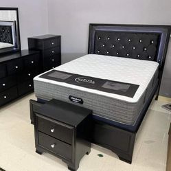 MICAH BLACK LED PANEL BEDROOM SET