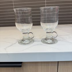 Vintage Irish Coffee Clear Glass Mugs (2)