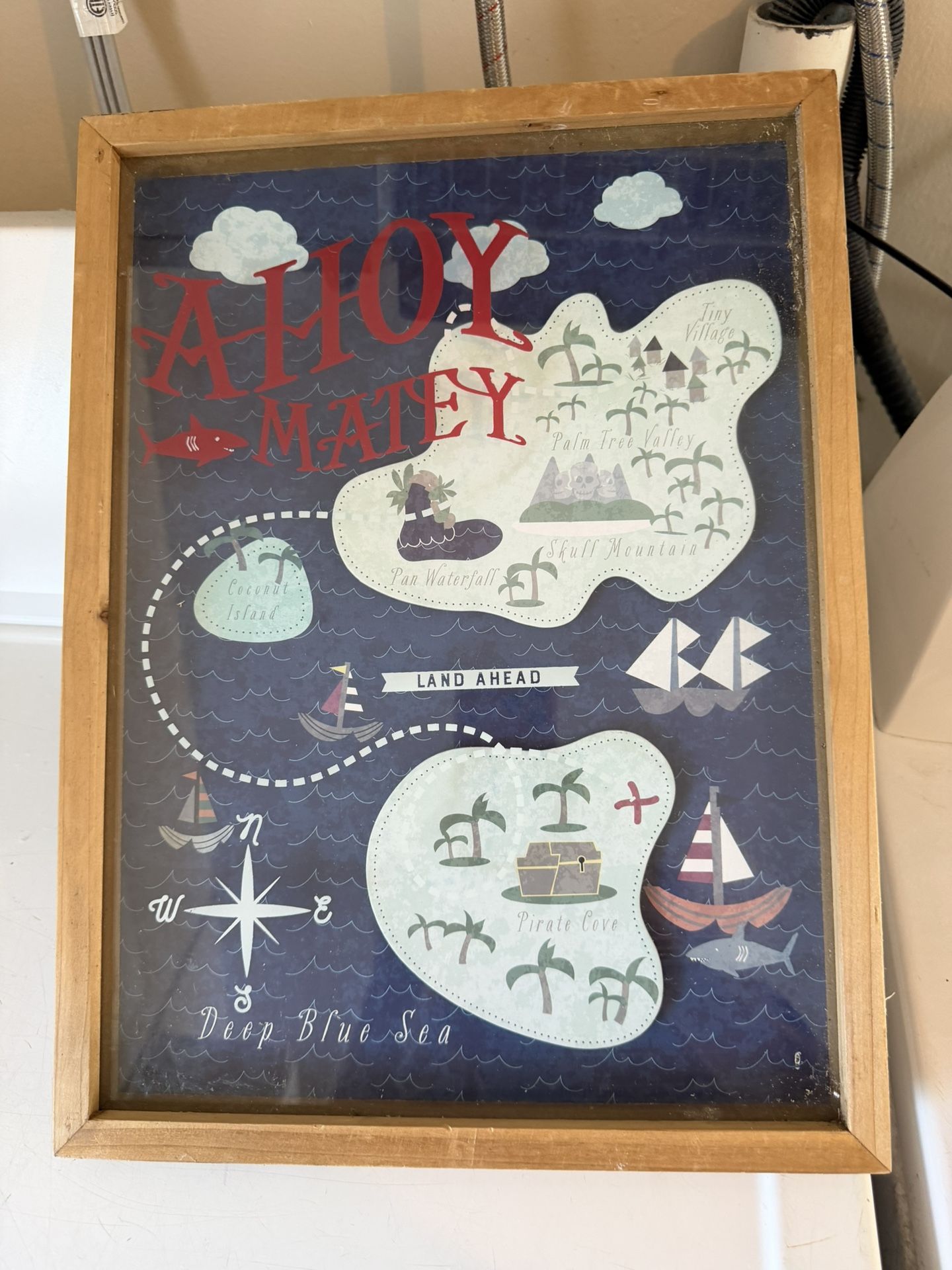 Wood Framed With Glass Nautical Wall Decor