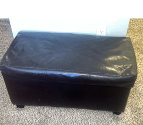 Black Leather Storage Ottoman