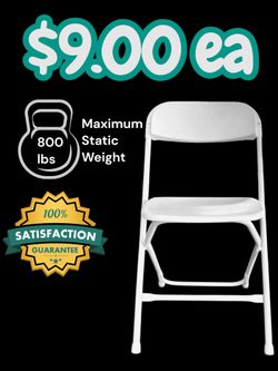 Brand New White Light Weight Chair Commercial Grade 800 lbs