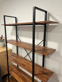 Wood-metal bookshelves