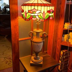 Antique Stained Glass Tiffany Style Lamp