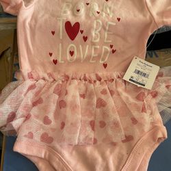 NEW Baby Girl “Born to be loved” Pink Tutu Bodysuit- 12months