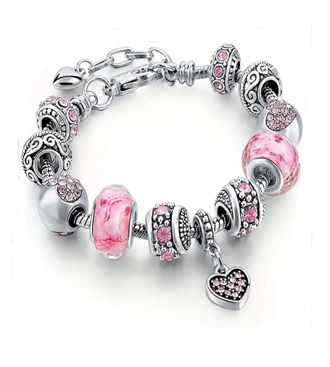 Pink Heart Pendant Bracelet 