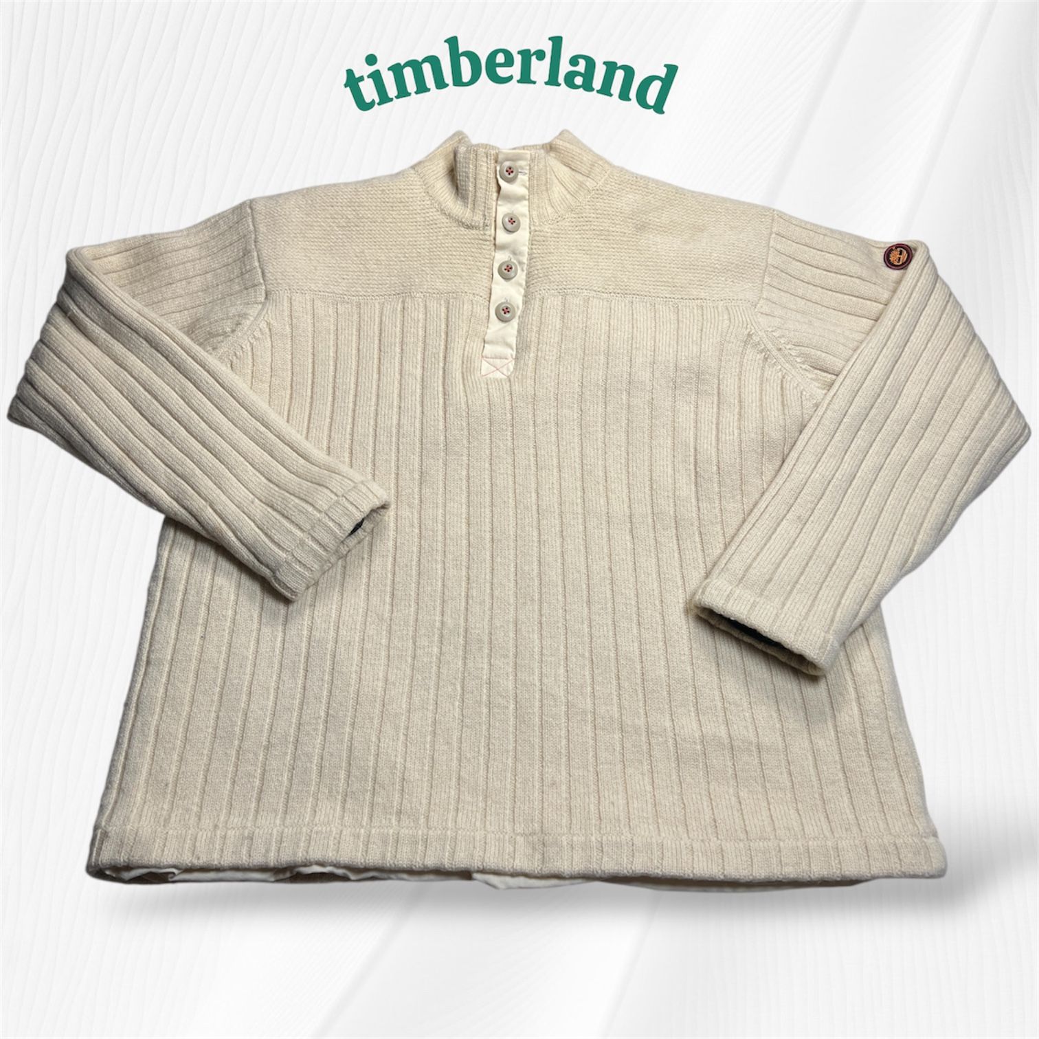 Timberland Wool Blend Button Mock Neck Pullover Sweater Mens XL Extra Large