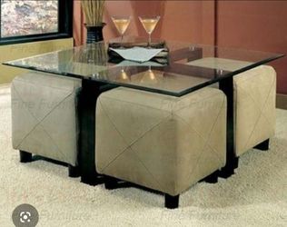 Glass coffee  table with cubes