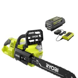 RYOBI 40V Brushless 14 in. Cordless Battery Chainsaw with 4.0 Ah Battery and Charger