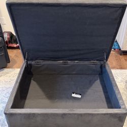 Distressed Leather Storage Ottoman 