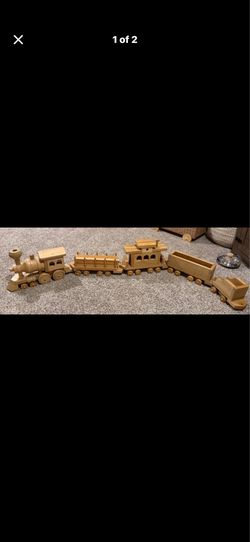 VINTAGE wooden train set and car for sale