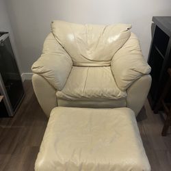 Leather Sofa Chair with Ottoman 