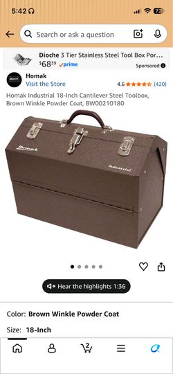 18” steel toolbox
