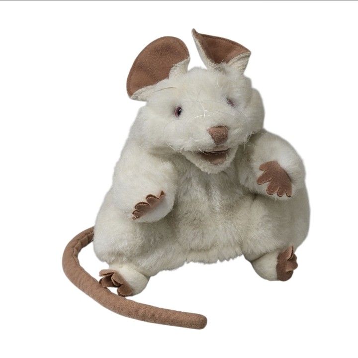 Folkmanis White Mouse Hand Puppet Plush Folktails Storytelling Long Tail 8” GUC