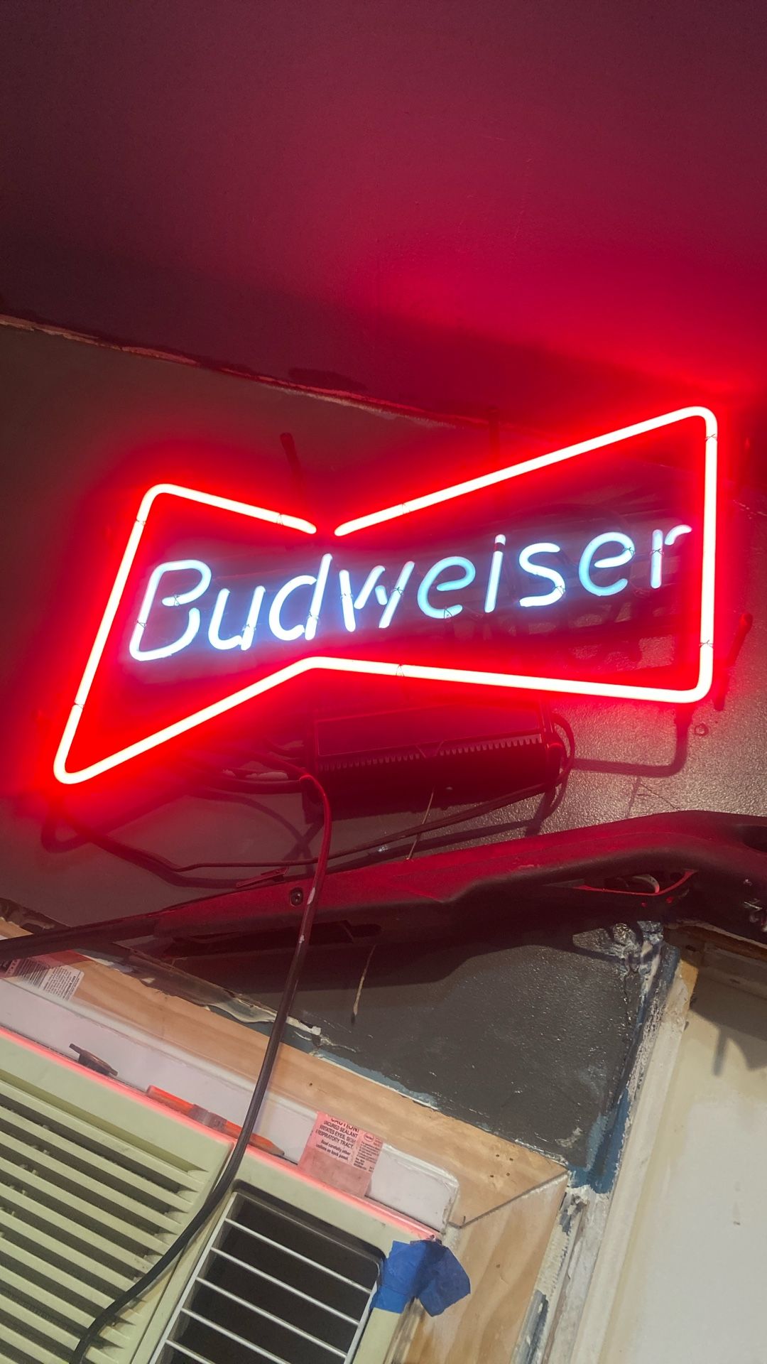 Neon Budweiser Bar Light And Tim Angels Sign