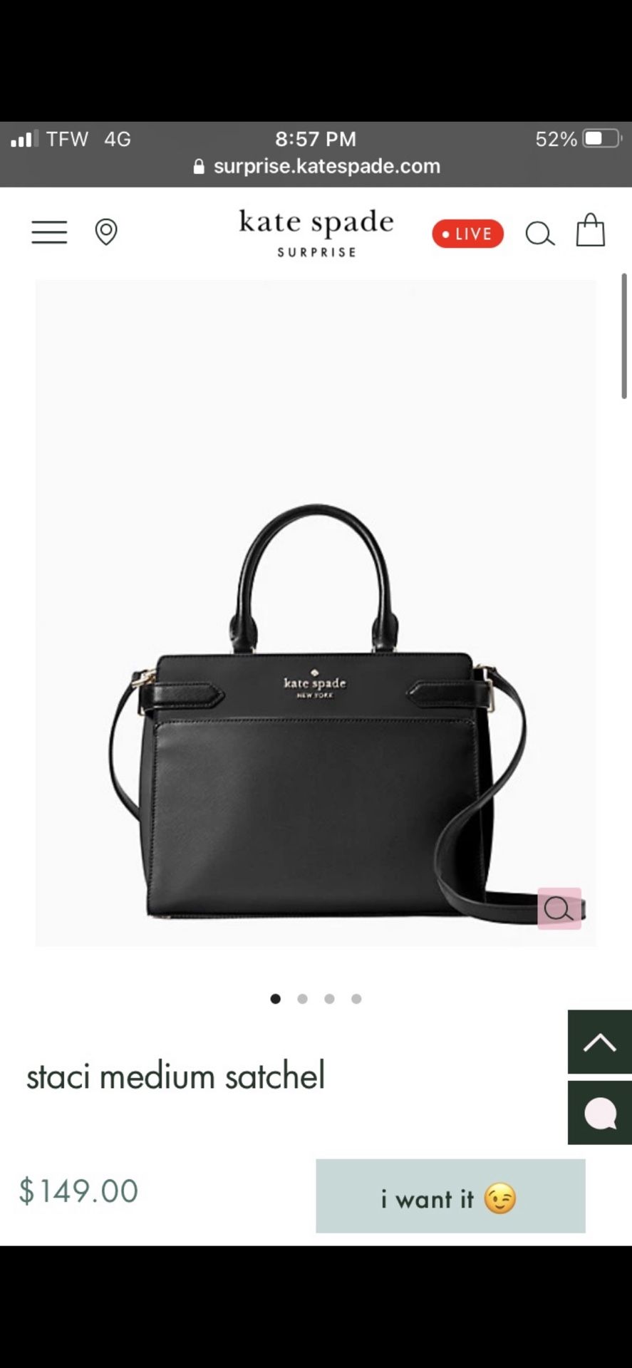 Kate Spade Black Crossbody Purse