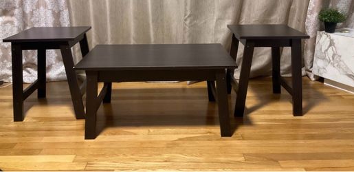 3-Piece Dark Brown Coffee and End Table Set