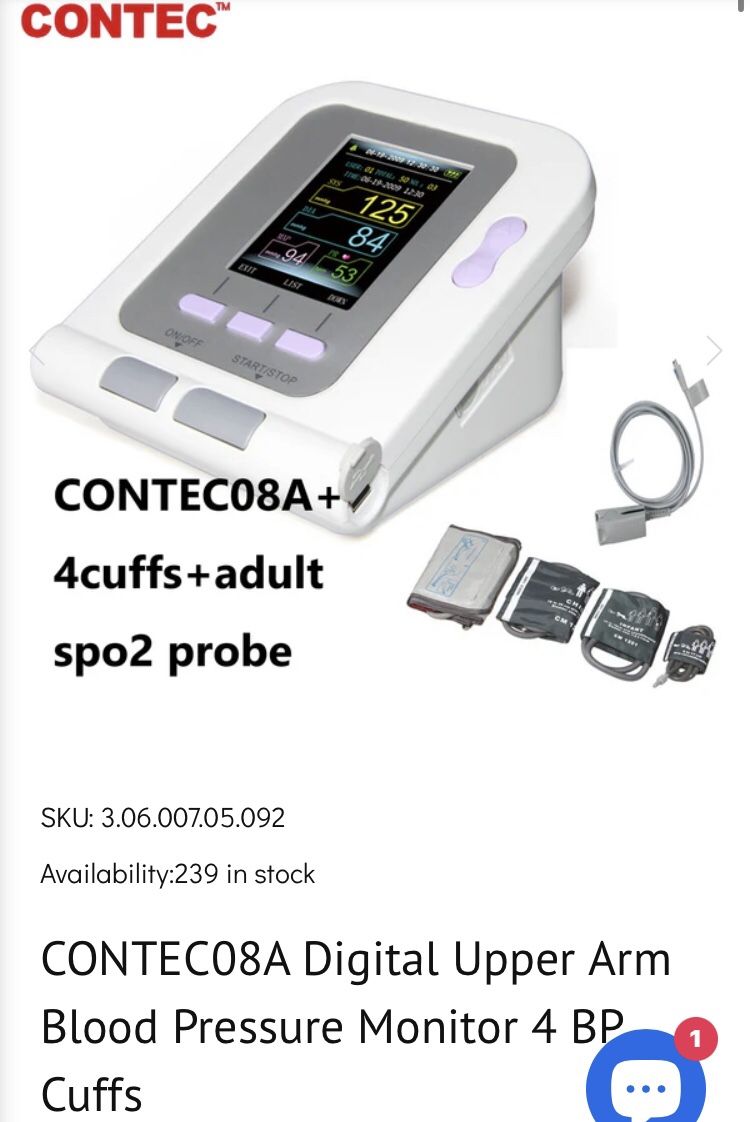 CONTEC CONTEC08A Digital Upper Arm Blood Pressure Monitor 4 BP Cuffs