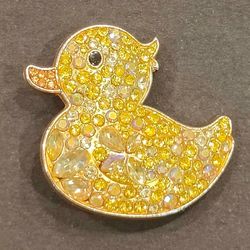 Yellow Rhinestone Duck Brooch