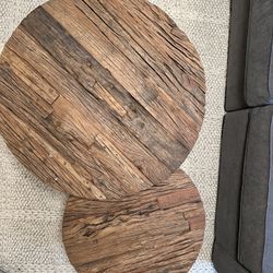 Coffee tables - 2 Nesting Raw Wood/Metal Coffee Tables 