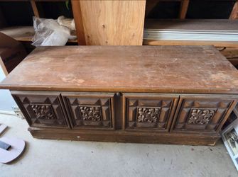 Vintage Wood Cedar Chest with Carved Panels