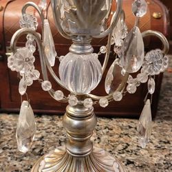 Vintage Candle Holder With Crystal Danglings