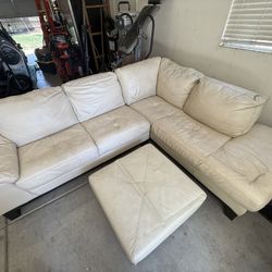 Leather Sectional  Cream Couch