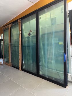 Black Aluminum sliding glass doors 16’x10’