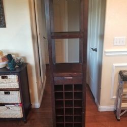 Crate And Barrel Bar Wine Tower Rack With Drawer 15"x15"x66"H