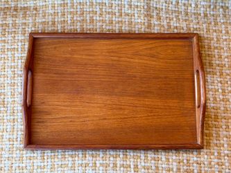 Vintage Dolphin Genuine Teak Wood Serving Tray - Mid Century Modern Danish Style 15"
