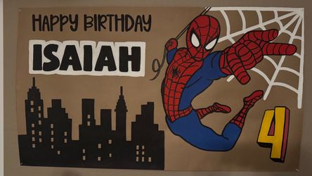 Custom Spider-Man Birthday Banner Hand-Painted