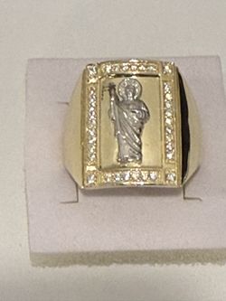 10kt Gold  Two Tone Saint Jude Ring 