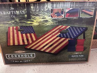 The Kraftsman Co. Cornhole Set Rustic Flag