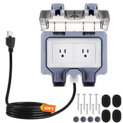 10 Ft Outdoor Outlet Box With Extension Cord