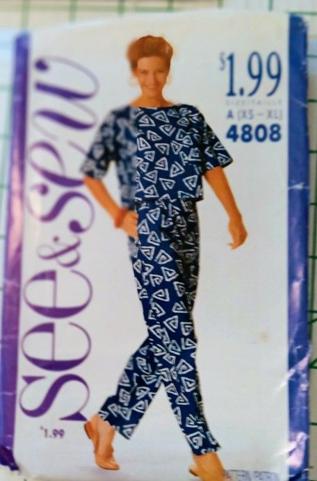 Top & Pant Set Pattern XS -XL 4808