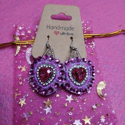 Hand Made And Hand Beaded Earrings 