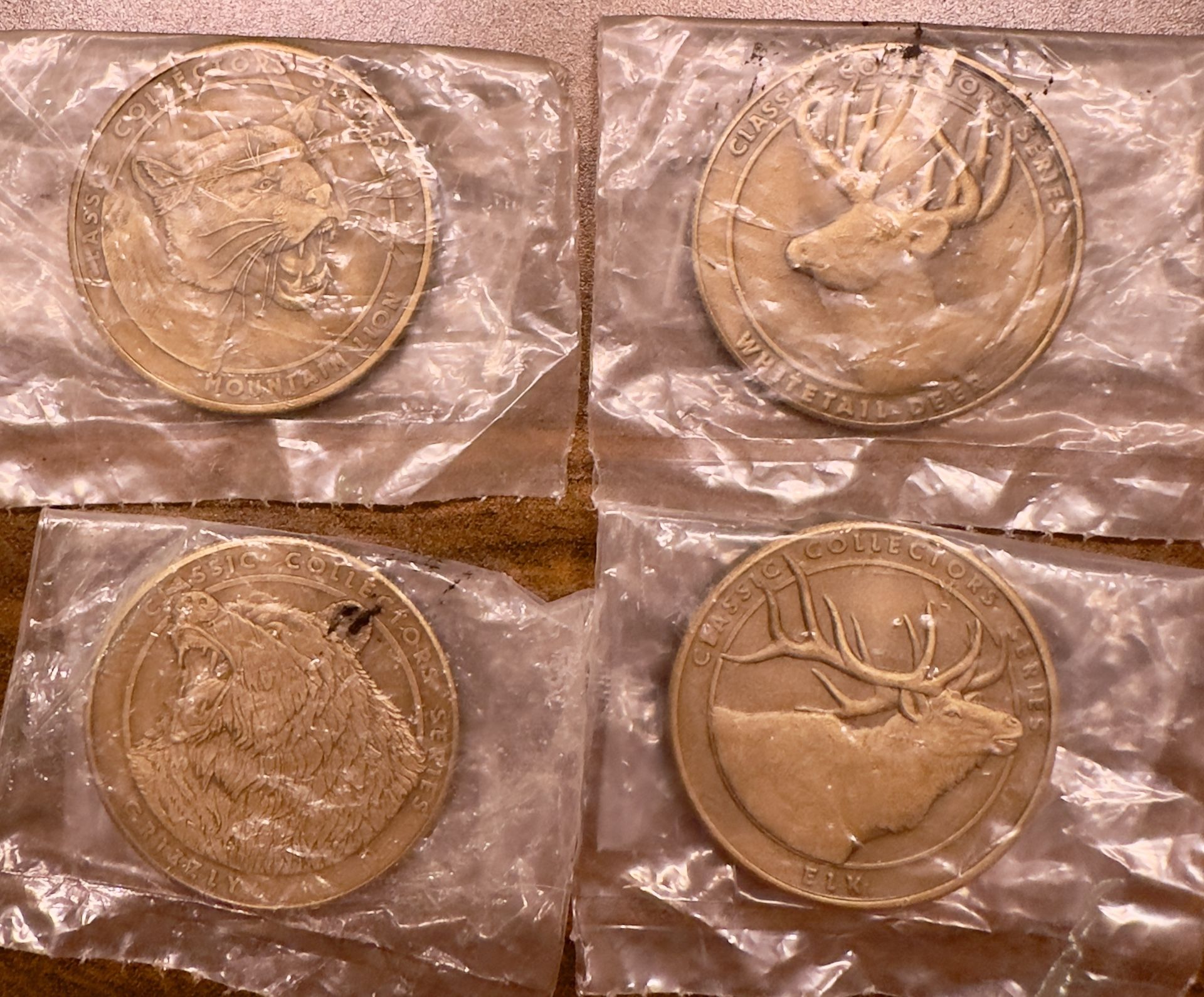 NRA Classic Collectors Series Wildlife Medal Lot - 4pc Bronze-Tone Coins