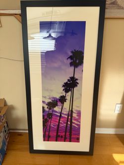 Framed Palm Tree Sunset Wall Art