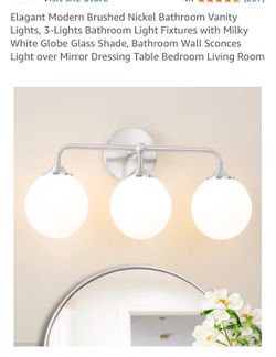 Elegant, modern brush, nickel bathroom, vanity light