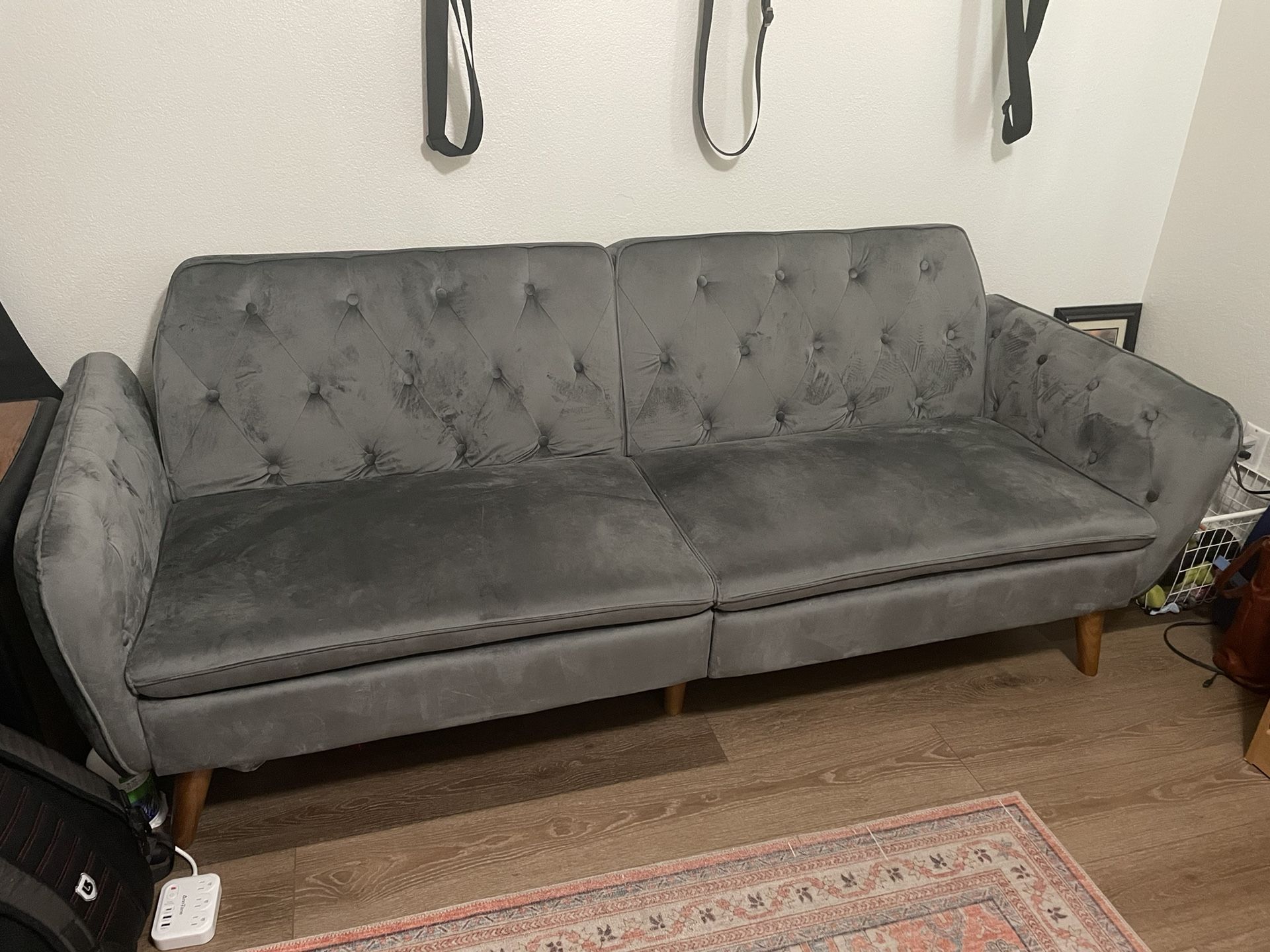 Novogratz Tallulah Memory Foam Futon Gray Velvet