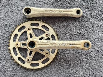 Old School 1980s SUGINO MAXY CROSS BMX Cranks 170MM (No Bottom Bracket) With SUGINO Chainring 44T And Original SUGINO Stamped Chainring Bolts