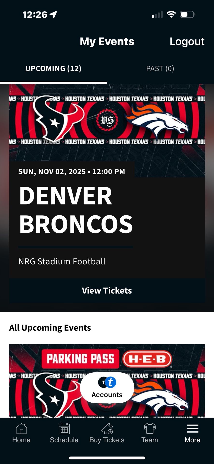 Texans VS Broncos With Blue Parking