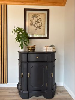 Refinished Black & Gold Accent Storage Cabinet