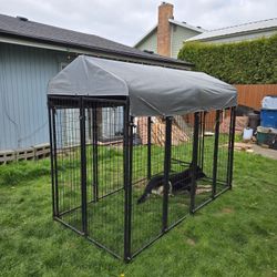 New Large Galvanized Dog Kennel With Uv Water Resistant TARP COVER easy