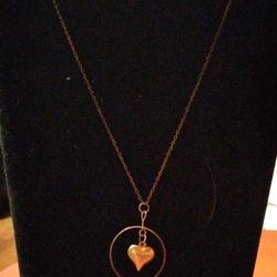 Large Circle and Heart Pendant Necklace