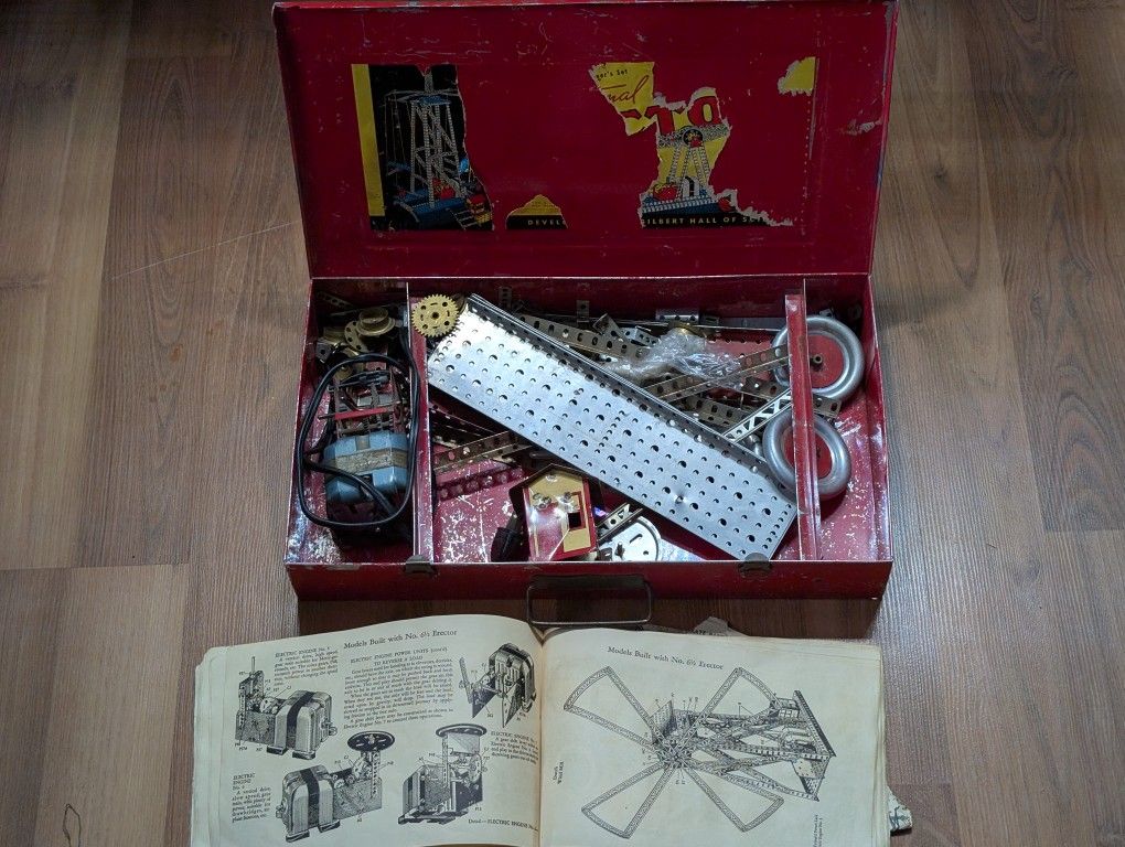 Vintage Gilbert Erector Set 1/2 Engineers Set– Lot of Parts