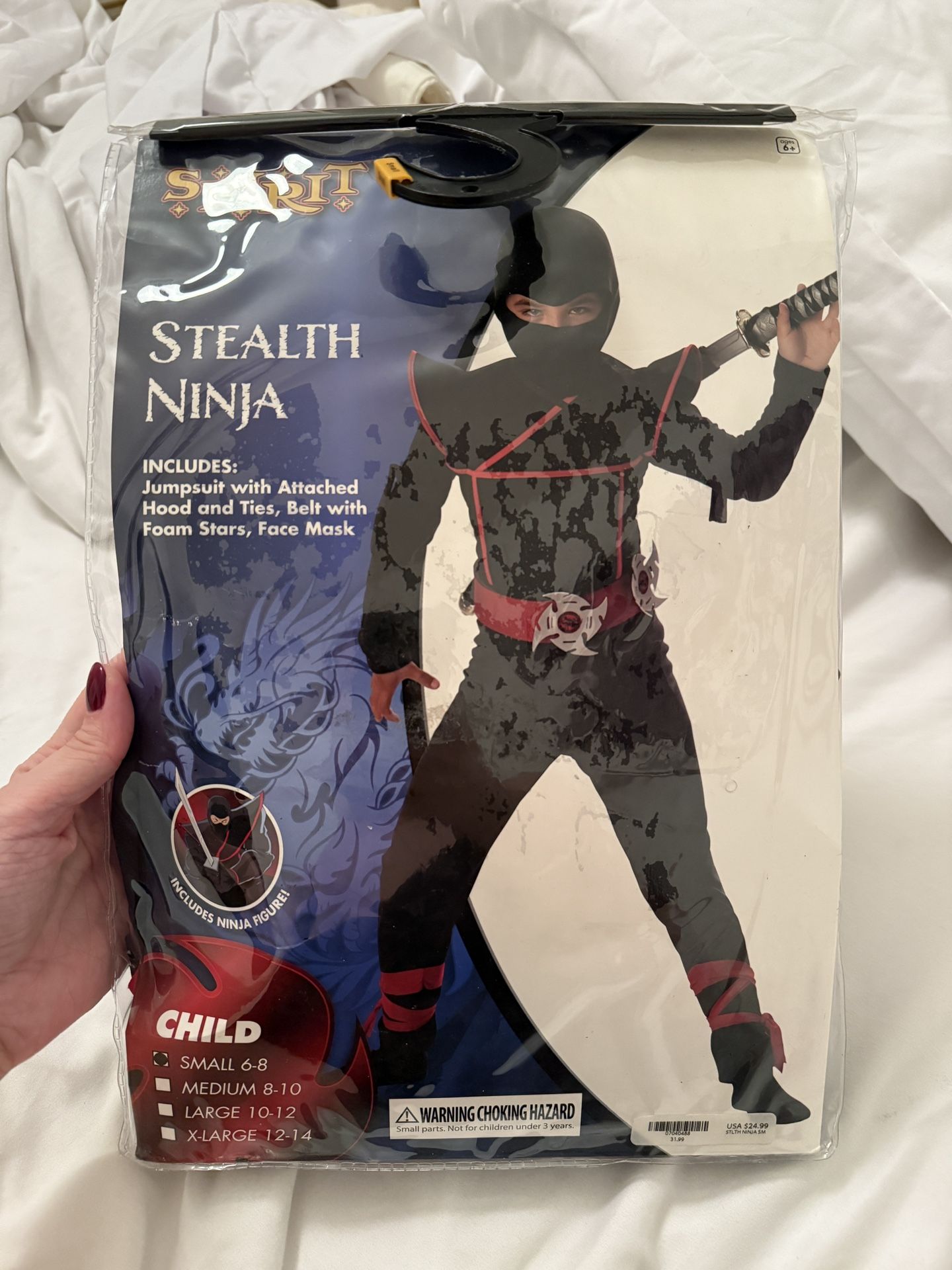 Halloween Costume For Boys Stealth Ninja Size Small 6-8