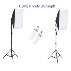 150W Studio Photography Softbox Continuous Photo Lighting Kit Light Bulb Bag 2X