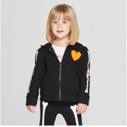 NEW Cat & Jack Girls Skeleton Halloween Zip Up Hoodie Jacket 3T Black